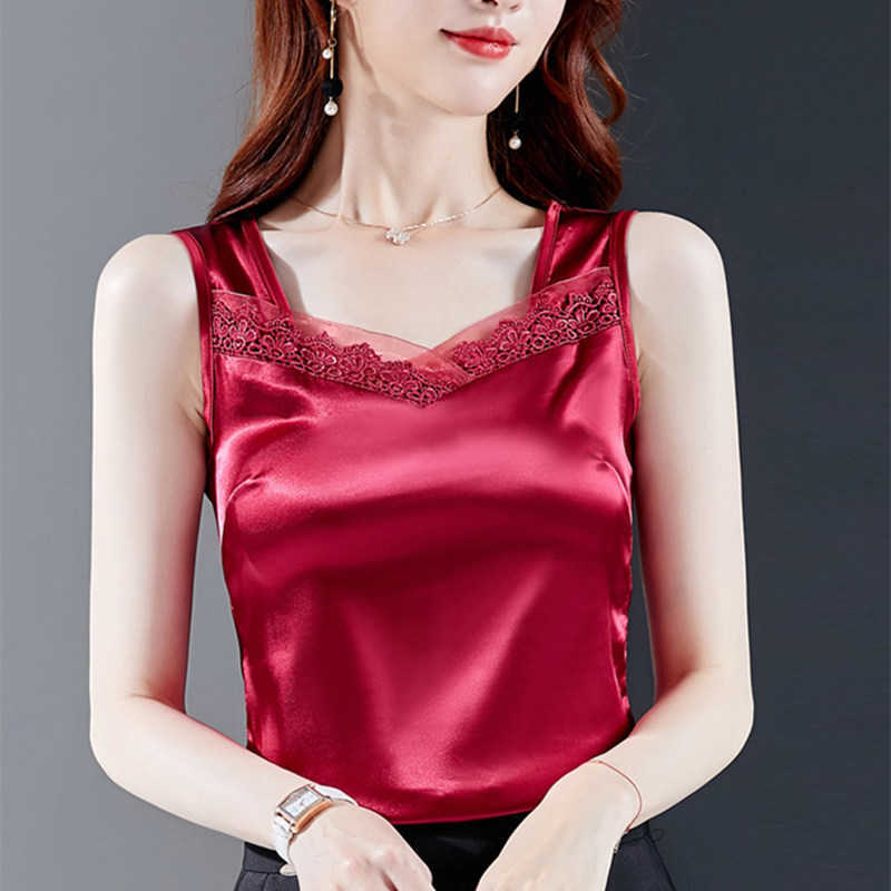 Korean Silk Women Tops Camis Woman Satin Tank Sleeveless Lace Tees Halter Ladies Basic Plus Size 210604, Black
Korean Silk Women Tops Camis Woman Satin Tank Sleeveless Lace Tees Halter Ladies Basic Plus Size 210604, Black