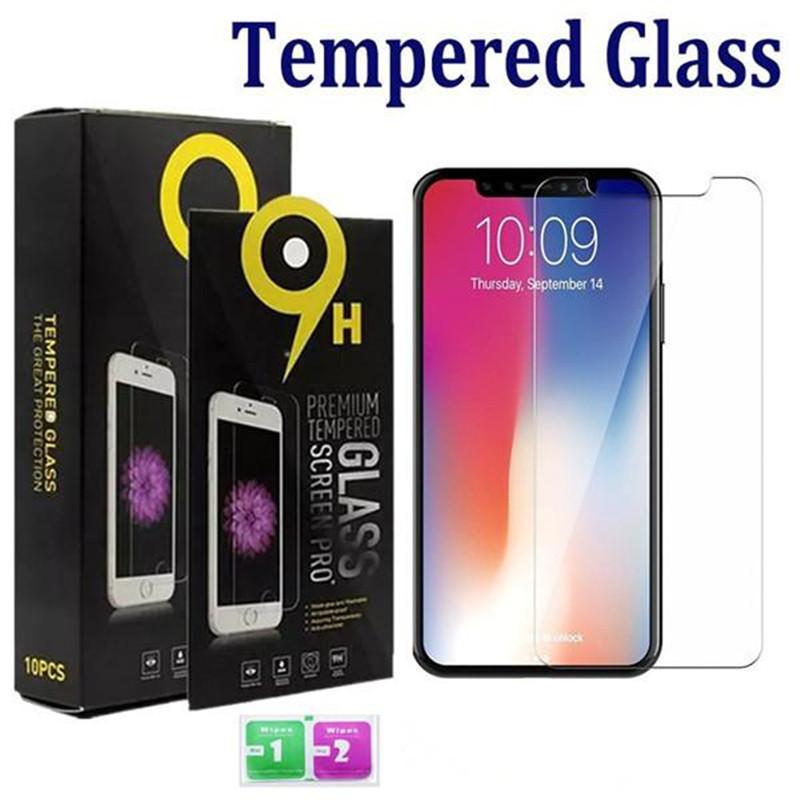 Tempered Glass Screen Protector for iphone 12 11 13 14 15 16 Pro Max XS XR Samsung LG 0.33mm 2.5D 9H with package
