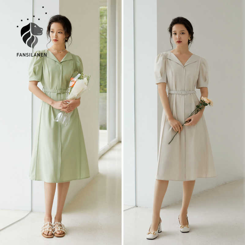FANSILANEN Office Ladies French Light Green High Waist Dress Women Summer Puff Sleeve Short Slim A-line Skirt 210607
FANSILANEN Office Ladies French Light Green High Waist Dress Women Summer Puff Sleeve Short Slim A-line Skirt 210607
