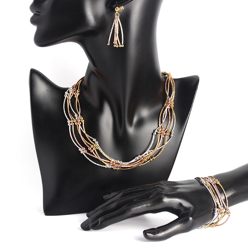 Earrings & Necklace Rose Gold Color Set Jewelry For Women Charm Fringe Oval Beads Chain Girls Gift Bracelet Korean, Silver
Earrings & Necklace Rose Gold Color Set Jewelry For Women Charm Fringe Oval Beads Chain Girls Gift Bracelet Korean, Silver