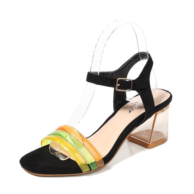 Summer Women Jelly Shoes Sandals Square High Heels Transparent Sandal Lady Bling Silver Dress, Black shoe
Summer Women Jelly Shoes Sandals Square High Heels Transparent Sandal Lady Bling Silver Dress, Black shoe