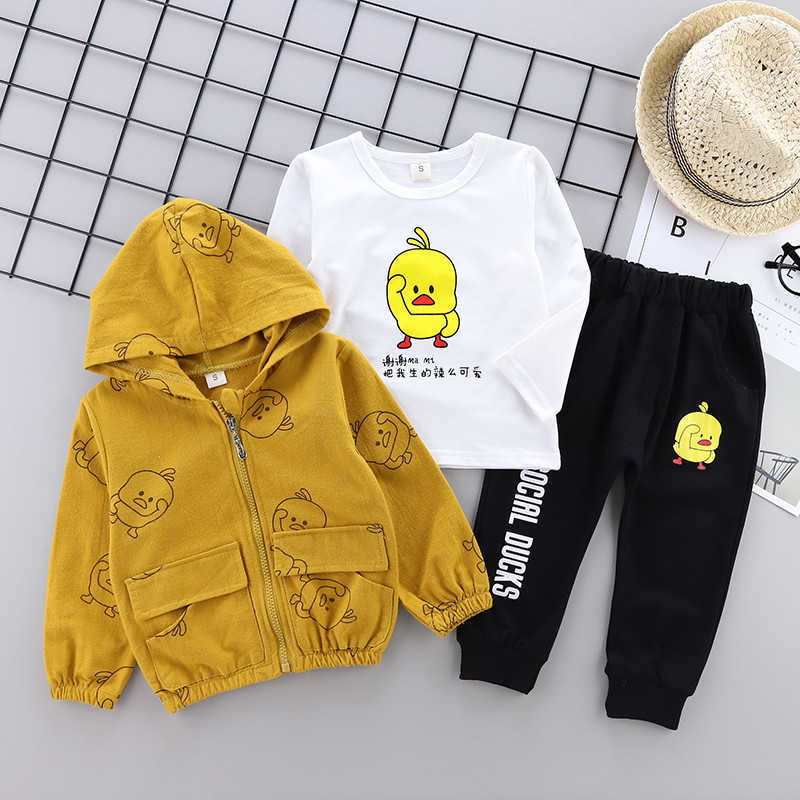 0-4 years High quality boy clothing set autumn sport active cartoon kid suit children baby coat+T-shirt+pant 210615