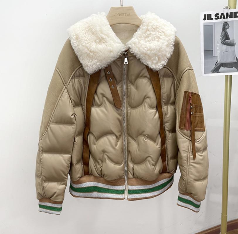 Women's Fur & Faux 2021 Winter Jacket Natural Leather White Duck Down Coats With Real Sheep Collar Fashion Casual Bomb Ladies Clothing, Black
Women's Fur & Faux 2021 Winter Jacket Natural Leather White Duck Down Coats With Real Sheep Collar Fashion Casual Bomb Ladies Clothing, Black