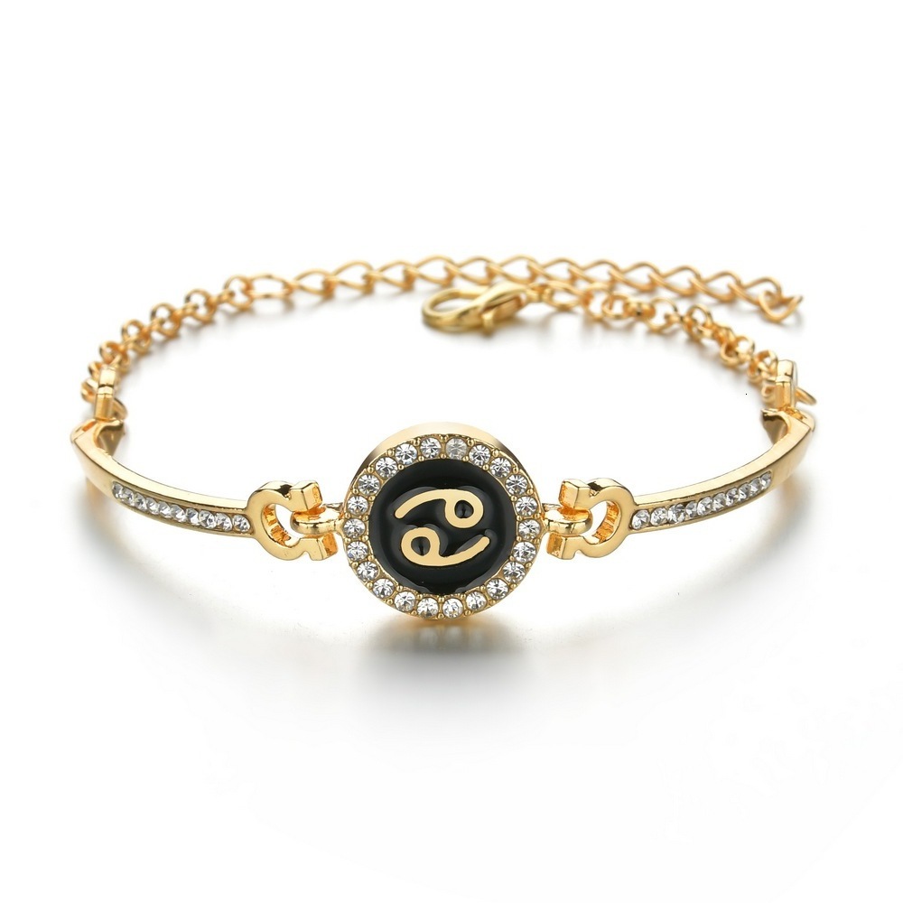 Hand catenary Accessories fashion oil dripping 12 constellation Gold Diamond Bracelet women's jewelry, Black
Hand catenary Accessories fashion oil dripping 12 constellation Gold Diamond Bracelet women's jewelry, Black