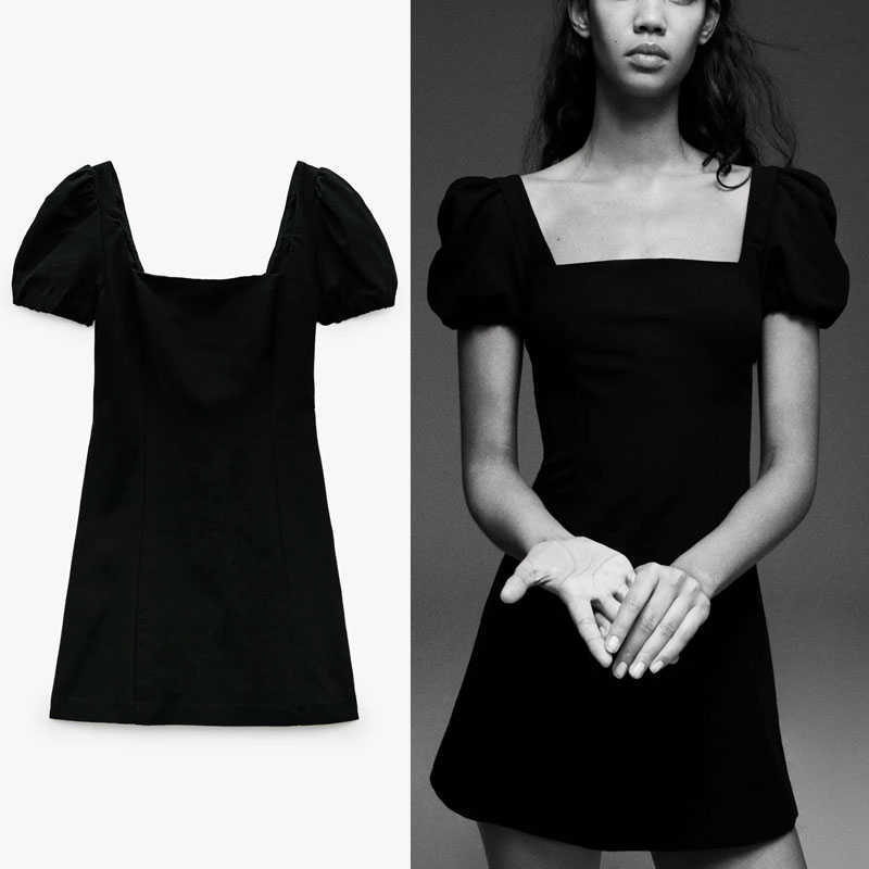 Za Summer Dress Women Short Puff Sleeve Lacing Backless Sexy Dresses Feminine Chic Squared Neck Side Zip Black Party Dress 210602
Za Summer Dress Women Short Puff Sleeve Lacing Backless Sexy Dresses Feminine Chic Squared Neck Side Zip Black Party Dress 210602