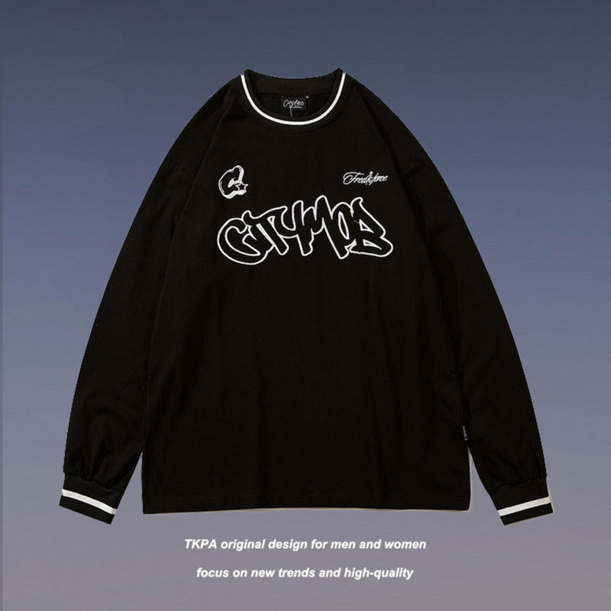 Tkpa Street hip hop Baseball Shirt Men's and women's trend hiphop letter oversize long sleeve thin sweater, Black
Tkpa Street hip hop Baseball Shirt Men's and women's trend hiphop letter oversize long sleeve thin sweater, Black