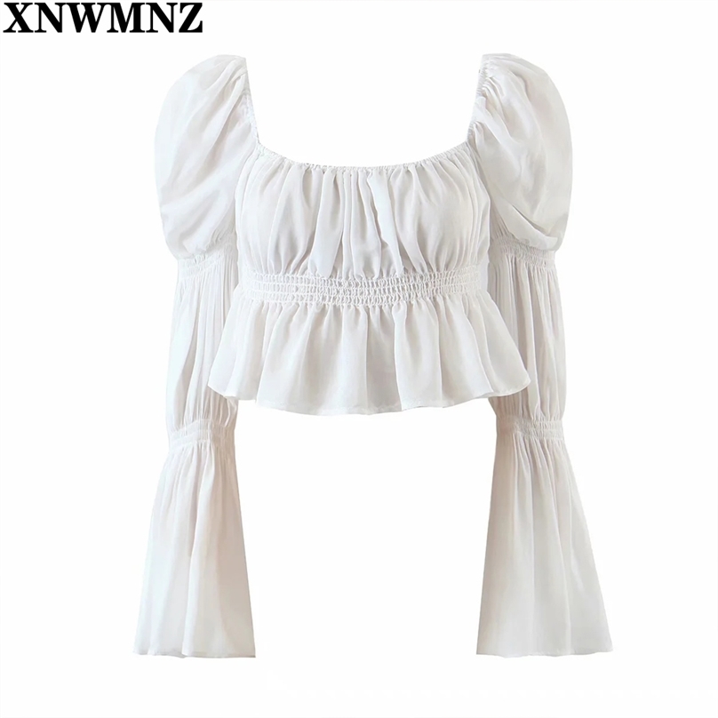 women shirts and blouse Vintage Square Collar Cropped Blouse Chic Ruched Ropa Mujer tops Fashion Flare Sleeve Crop Top 210520, White
women shirts and blouse Vintage Square Collar Cropped Blouse Chic Ruched Ropa Mujer tops Fashion Flare Sleeve Crop Top 210520, White