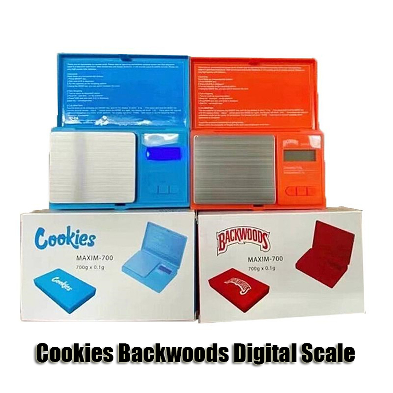 

Cookies Backwoods Digital Scale Red Blue Accurate 700g 0.1g Jewelry Gold Tobacco Stash Weight Vapes Measurement Device Flip Style Measure Kit