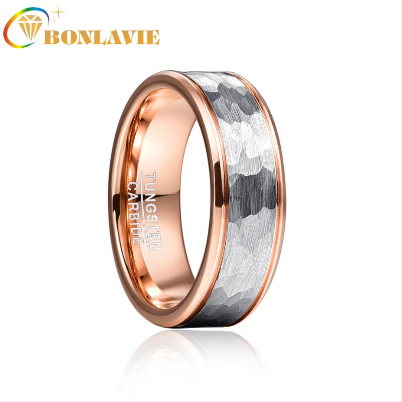 Wedding Rings BONLAVIE 8mm Steel Hammered Fine Groove Rose Gold Tungsten Ring Carbide Fashion Jewelry Gift
Wedding Rings BONLAVIE 8mm Steel Hammered Fine Groove Rose Gold Tungsten Ring Carbide Fashion Jewelry Gift