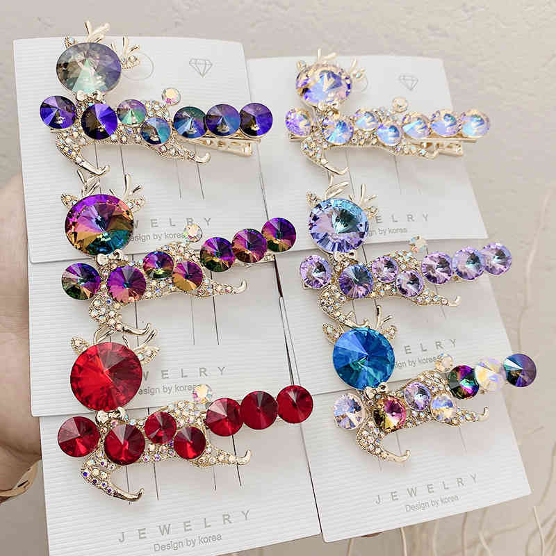 Hair Jewelry Accessories Cute Deer Diamond Duckbill Clip Temperament Simple Alloy Bangs Ins Net Red