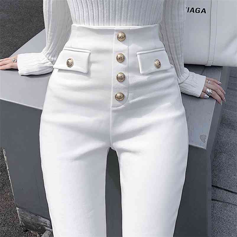 Button Solid Elastic High Waist Skinny Mom Pant Korean Style Stretch Denim Pencil Casual Jeans Female 210629, White
Button Solid Elastic High Waist Skinny Mom Pant Korean Style Stretch Denim Pencil Casual Jeans Female 210629, White
