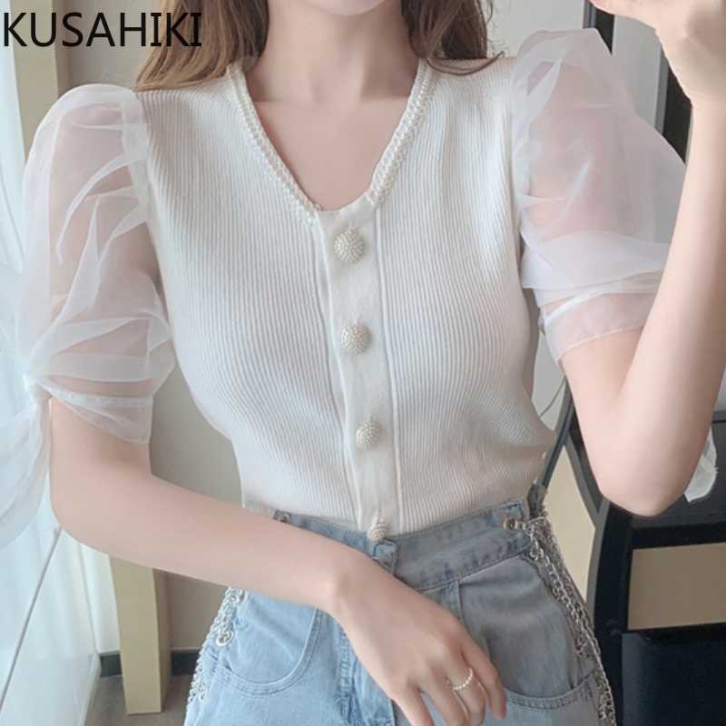 KUSAHIKI Vintage V-neck Women Knitwear Bow Tie Mesh Puff Sleeve Patchwork Knitted Sweater Slim Cardigan Tops 6H658 210602, Green
KUSAHIKI Vintage V-neck Women Knitwear Bow Tie Mesh Puff Sleeve Patchwork Knitted Sweater Slim Cardigan Tops 6H658 210602, Green
