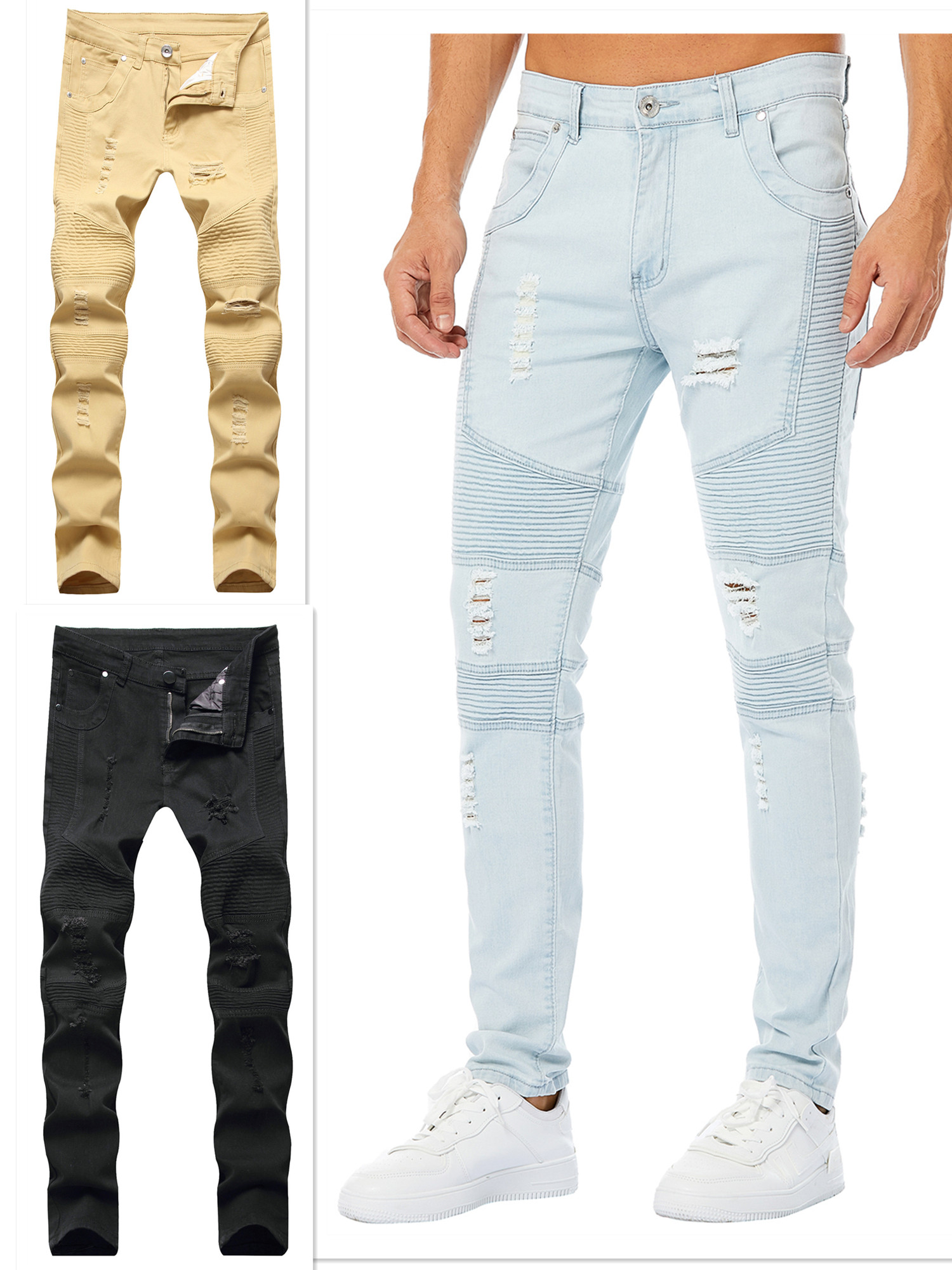 Black Skinny Jeans For Men Biker Jean Slip Blue Khaki Destroyed Mens Slim Denim Straight Ins Ripped Clothing Pants, 1802 light blue
Black Skinny Jeans For Men Biker Jean Slip Blue Khaki Destroyed Mens Slim Denim Straight Ins Ripped Clothing Pants, 1802 light blue