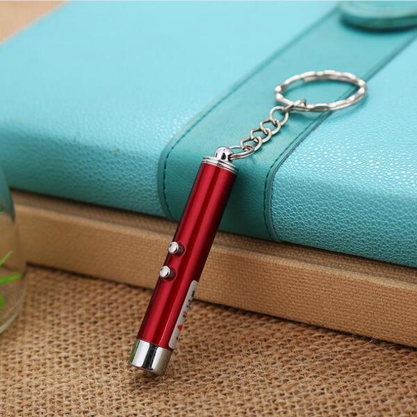 Mini Cat Red Laser Pen Key Chain Funny LED Light Pet Toys Keychain Pointer Pens Keyring for Cats Training Play Toy Flashlight