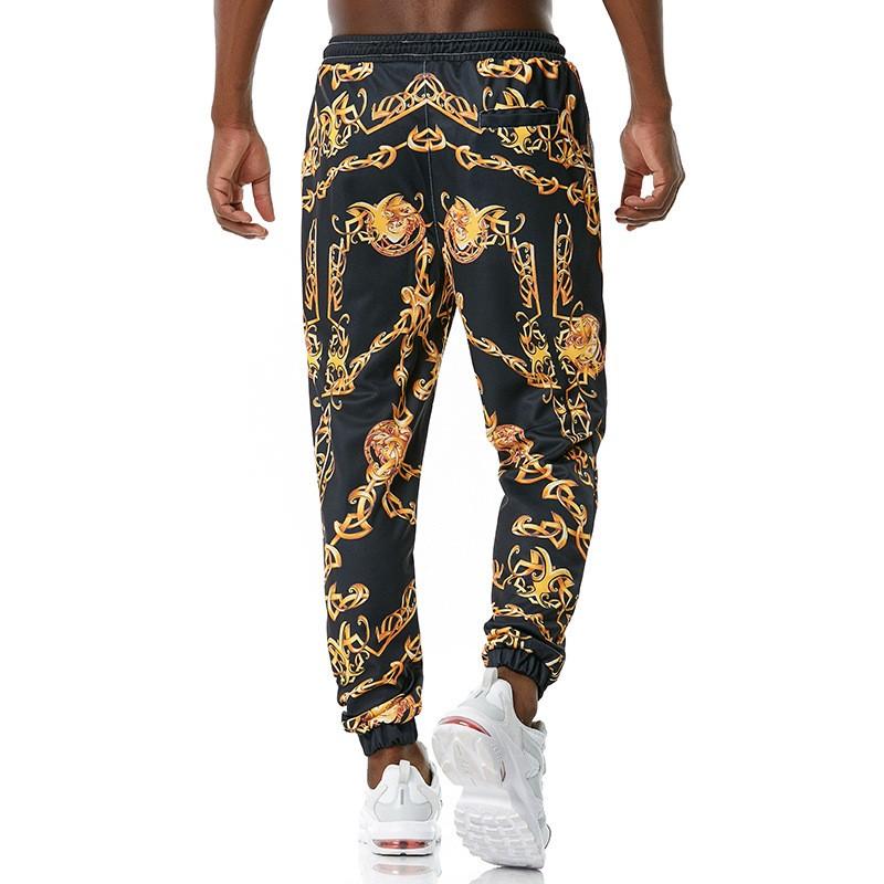 Gold Luxury Designer Mens Trousers Are Unusual Stylish Jogging Pants Loose Hiphop Streetwear Sweatpants Pantalon Ethnic Men's