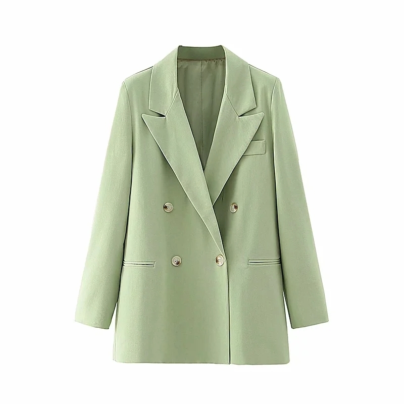 vintage women twill pattern jackets autumn green buttonfly ladies suits casual female coats fashion girls jacket 210430