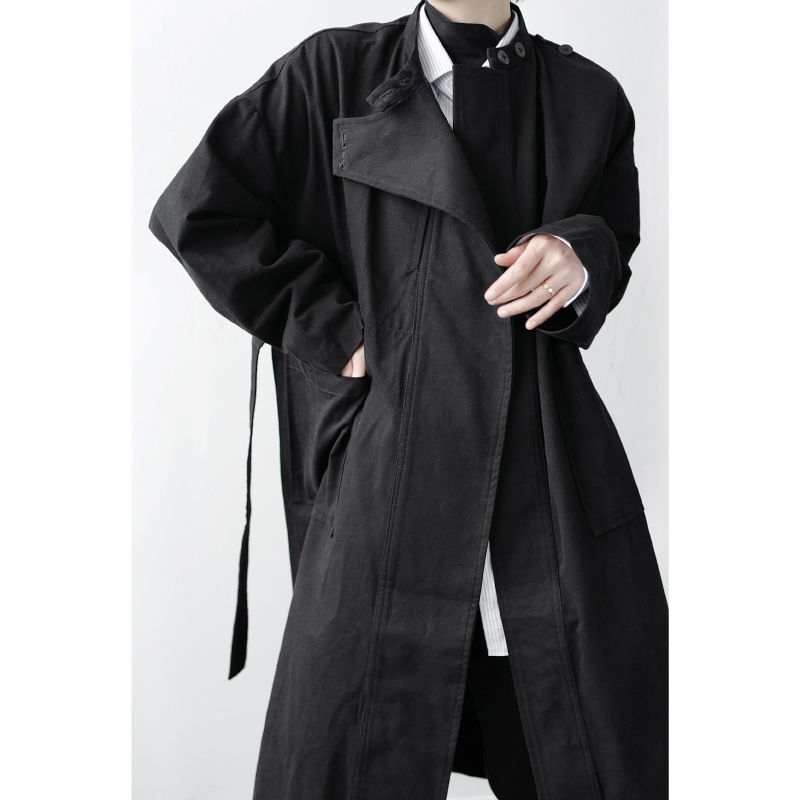 IEFB /men's wear niche asymmetric trench coat spring couple Korean style big size loose bandage windbreaker 9Y3945 210524