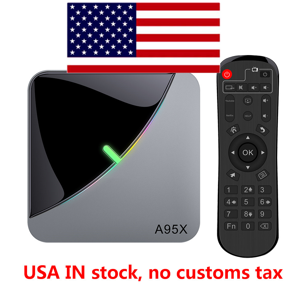 Ship from usa warehouse A95X F3 TV Box Air 8K RGB Light Android 9 Amlogic S905X3 4GB 32GB Wifi 5Ghz Youtube Media player vs X96 MAX Plus