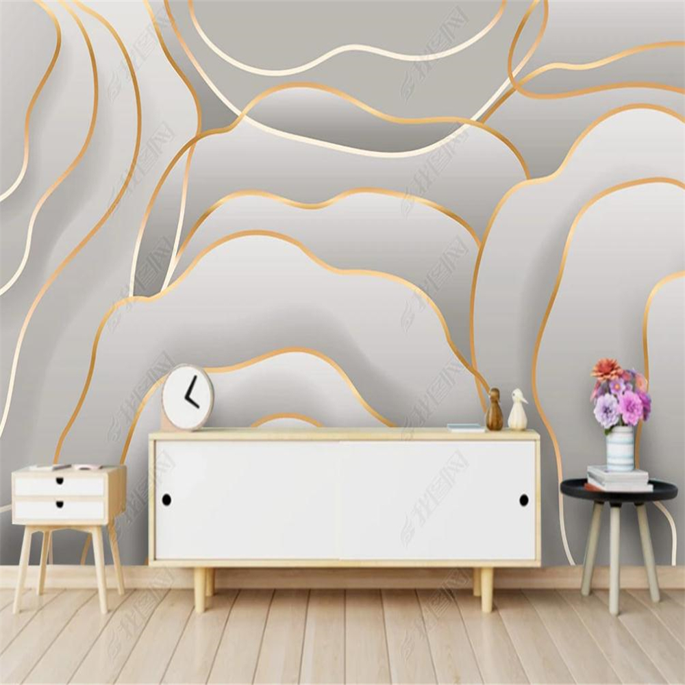 photo murals wallpaper Rose flower simple art 3D embossed gold line waqllpapers modern background wall