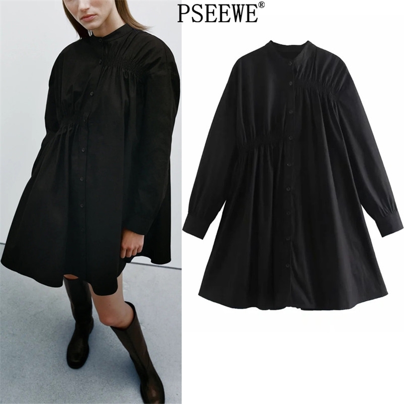 Black Poplin Short Dresses Women Casual Spring Elastic Ruched Long Sleeve Mini Dress Woman Chic Summer 210519
Black Poplin Short Dresses Women Casual Spring Elastic Ruched Long Sleeve Mini Dress Woman Chic Summer 210519