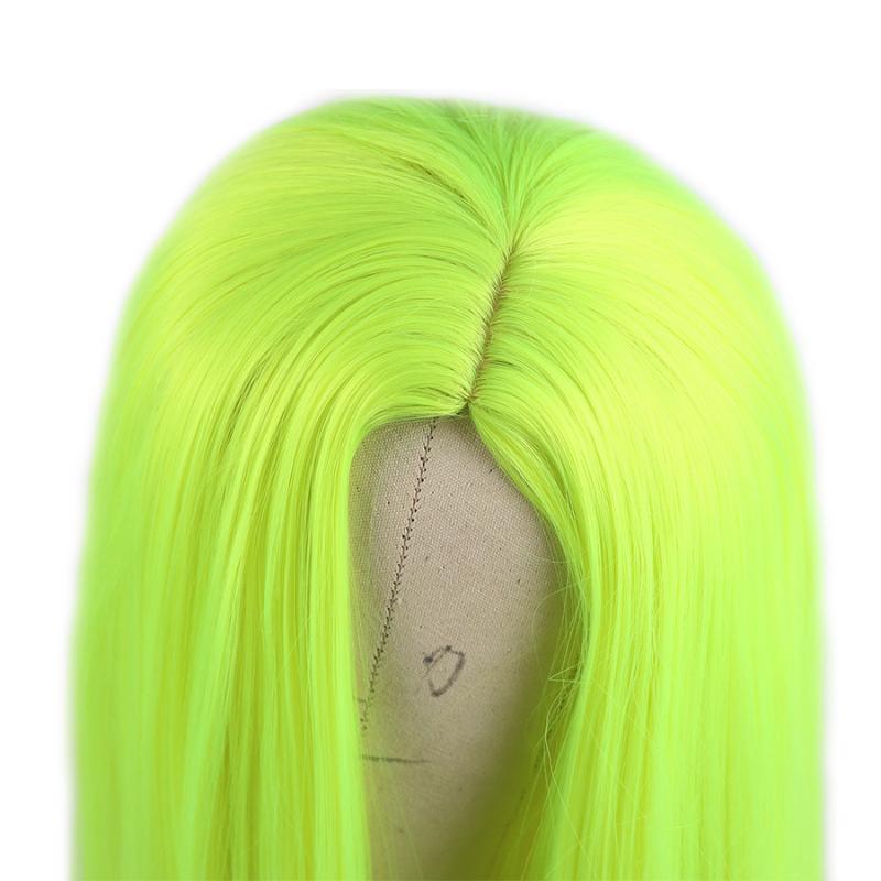 Synthetic Wigs Fluorescent Yellow Color Hair Silky Long Straight Bright Green Heat Resistant Cosplay For Black Women