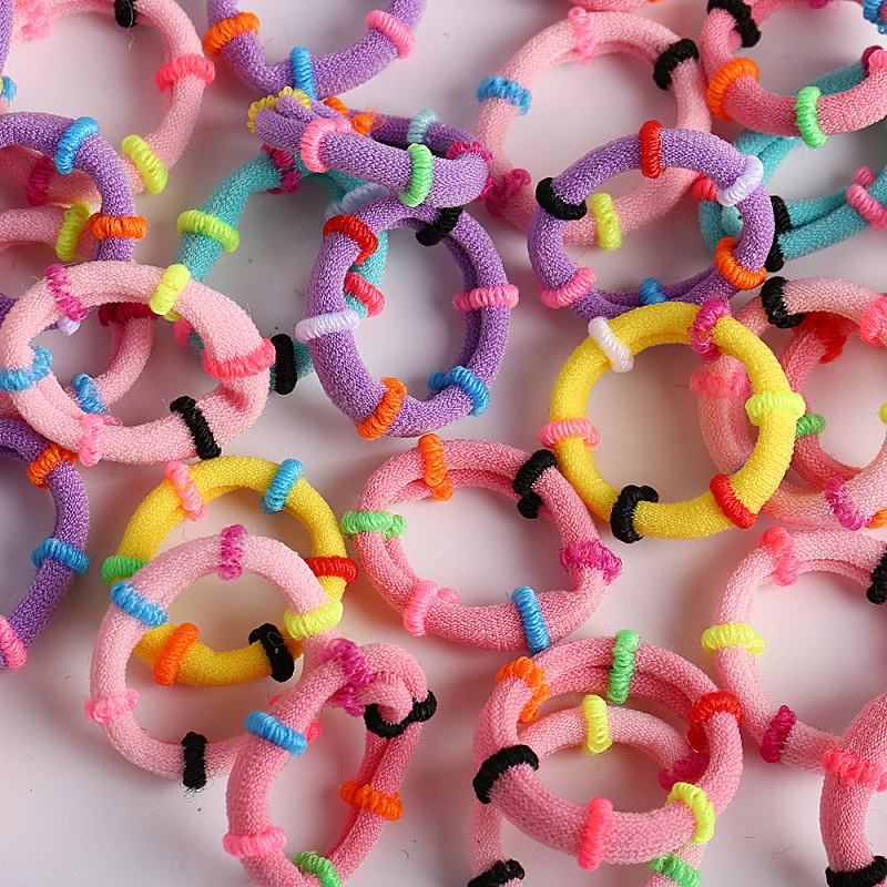 Kids Candy Color Elastic Headband Rope Children Rubber Bands Seamless Circle Scrunchy Hair Accessories RRB7765 Free shipping