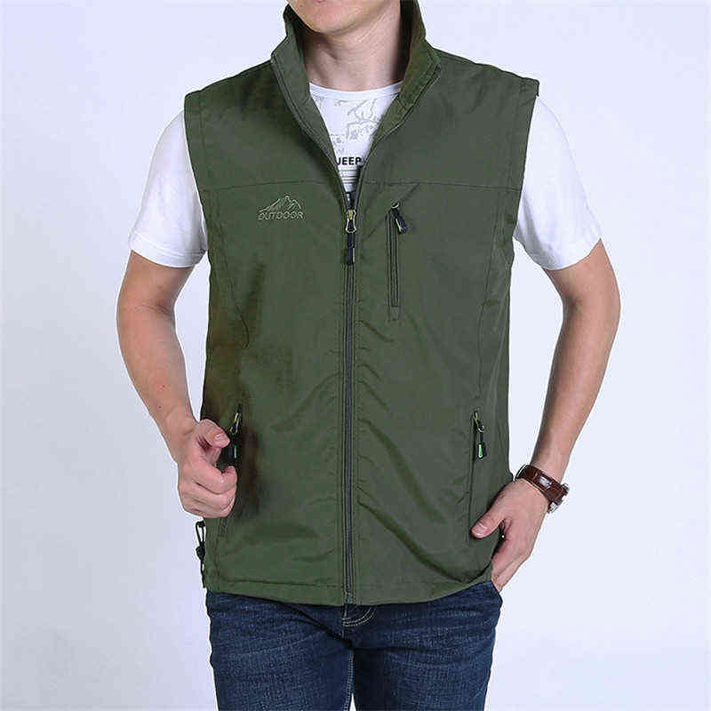 Ymwmhu Vests Man Thin Casual Wasitcoat for Men Vest with Many Pockets Summer for Men Zipper Regular Men's Waistcoat 211119