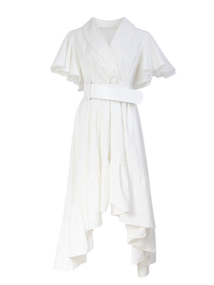 Women Dress Temperament Party Dresses Short Sleeve High Waist Large Hem Maxi Plus Size Sexy Ladies 210513