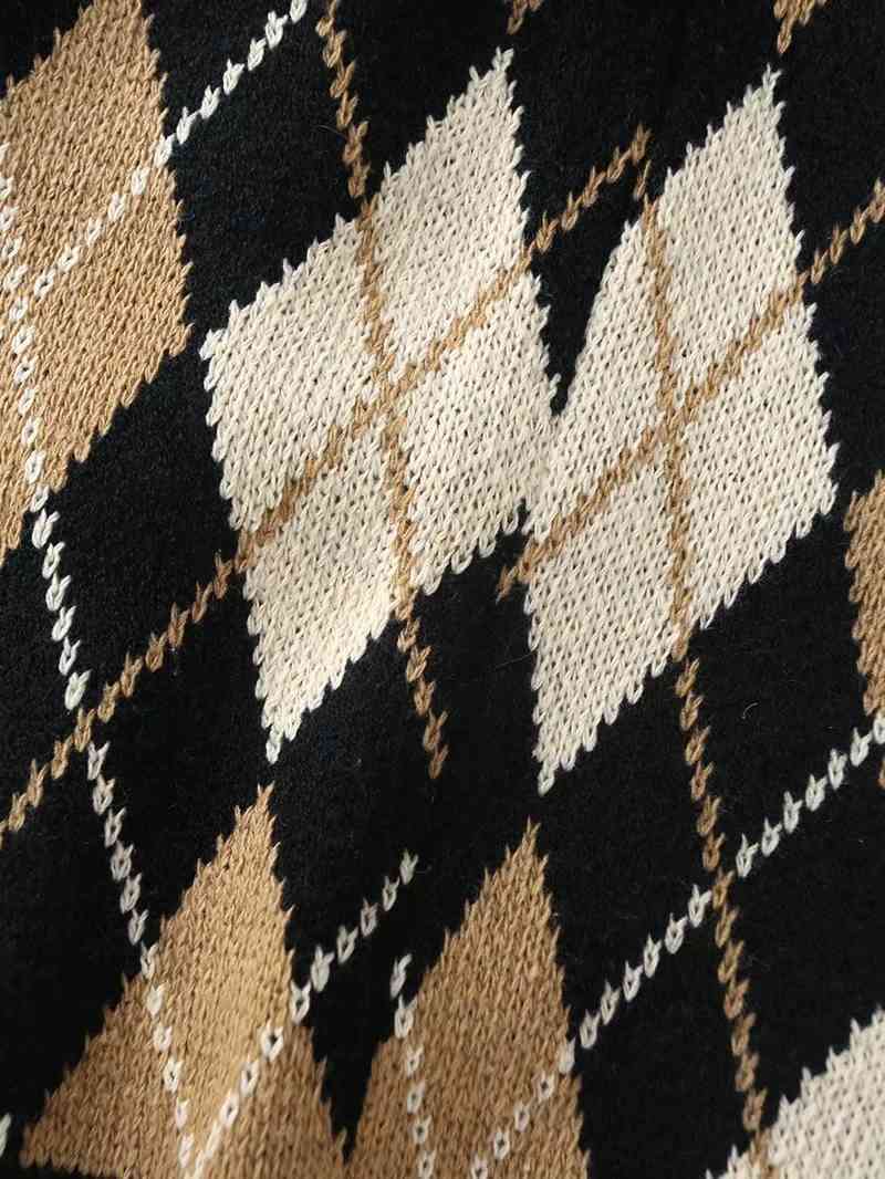 Vintage loose plaid vest sweater women sleeveless knitted casual spring 210521