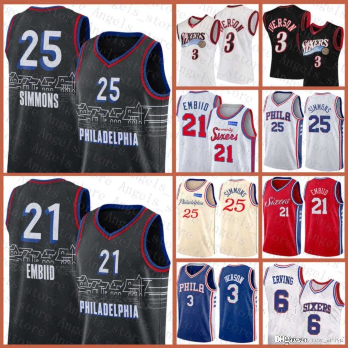 Joel 21 Embiid Mens Ben 25 Simmons Allen 3 Iverson Julius 6 Erving mens Beige Basketball Jersey PhiladelphiaÂ76erÂjersey black, Black;red 
Joel 21 Embiid Mens Ben 25 Simmons Allen 3 Iverson Julius 6 Erving mens Beige Basketball Jersey PhiladelphiaÂ76erÂjersey black, Black;red