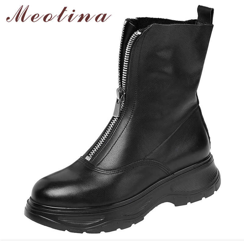 Meotina Autumn Ankle Boots Women Natural Genuine Leather Flat Platform Short Boots Zipper Round Toe Shoes Lady Autumn Size 34-42 210608, Black synthetic lini
Meotina Autumn Ankle Boots Women Natural Genuine Leather Flat Platform Short Boots Zipper Round Toe Shoes Lady Autumn Size 34-42 210608, Black synthetic lini