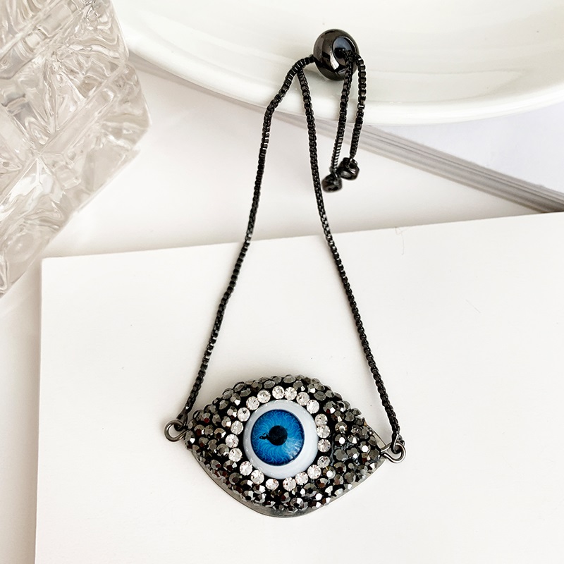 Bracelet for Women Rainbow Turkish Black Copper Inlay Zircon Blue crystal Bracelet Girls Evil Eye Jewelry