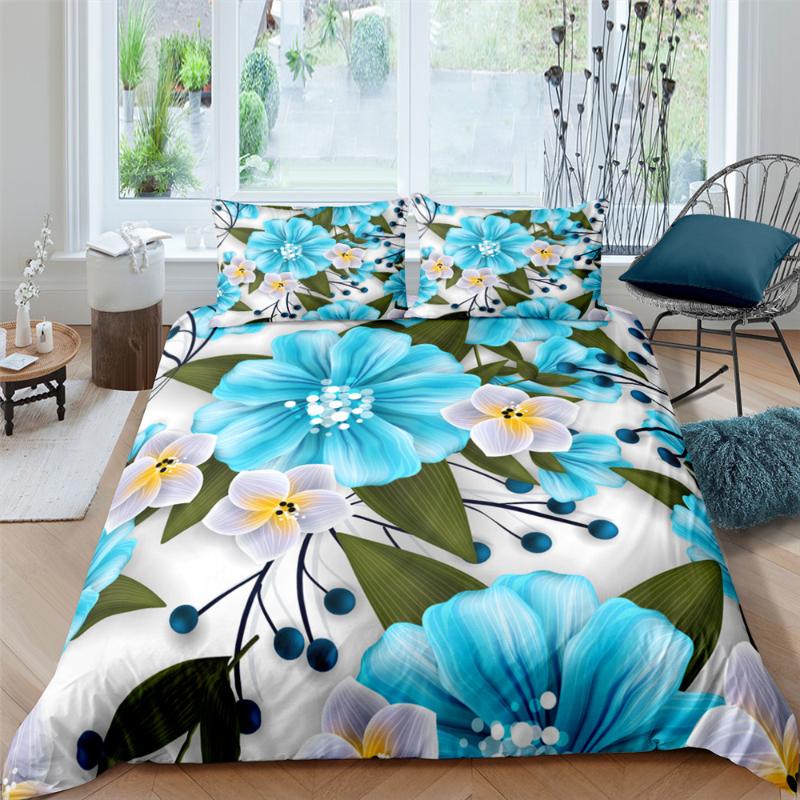 Leaf Floral Duvet Cover Single Full Queen King Double Size Bedding Set Plant Pillowcase Quilt Bed Covers Linen Sets