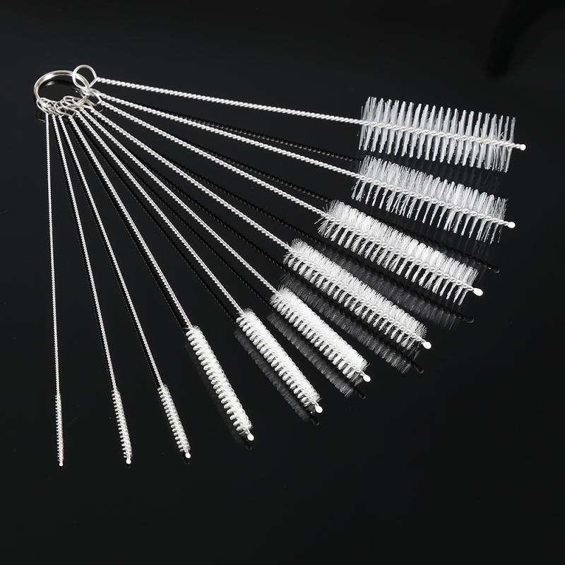 10PCS Nylon Brushes Tube Straw Set For Drinking Straws Glasses Keyboards Jewelry Cleaning Brushes Clean Brush Tools