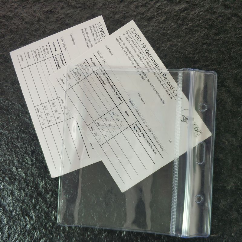Small Quantity ePackage Delivery CDC Vaccination Card with PVC Waterproof Reusable Protector Sleeve Transparent Storage Zip Bag and Immunization Record Holder
Small Quantity ePackage Delivery CDC Vaccination Card with PVC Waterproof Reusable Protector Sleeve Transparent Storage Zip Bag and Immunization Record Holder