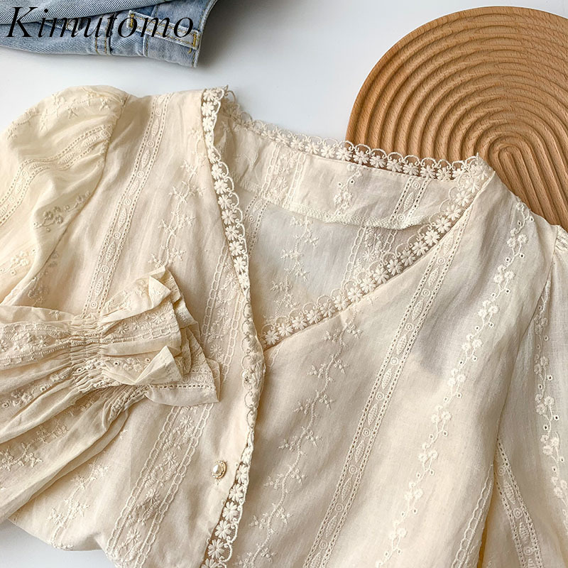 Kimutomo Solid Color Shirt Women's Spring Korean Elegant Fashion V-neck Long-sleeved Single Breasted Casual Top 210521, Beige
Kimutomo Solid Color Shirt Women's Spring Korean Elegant Fashion V-neck Long-sleeved Single Breasted Casual Top 210521, Beige