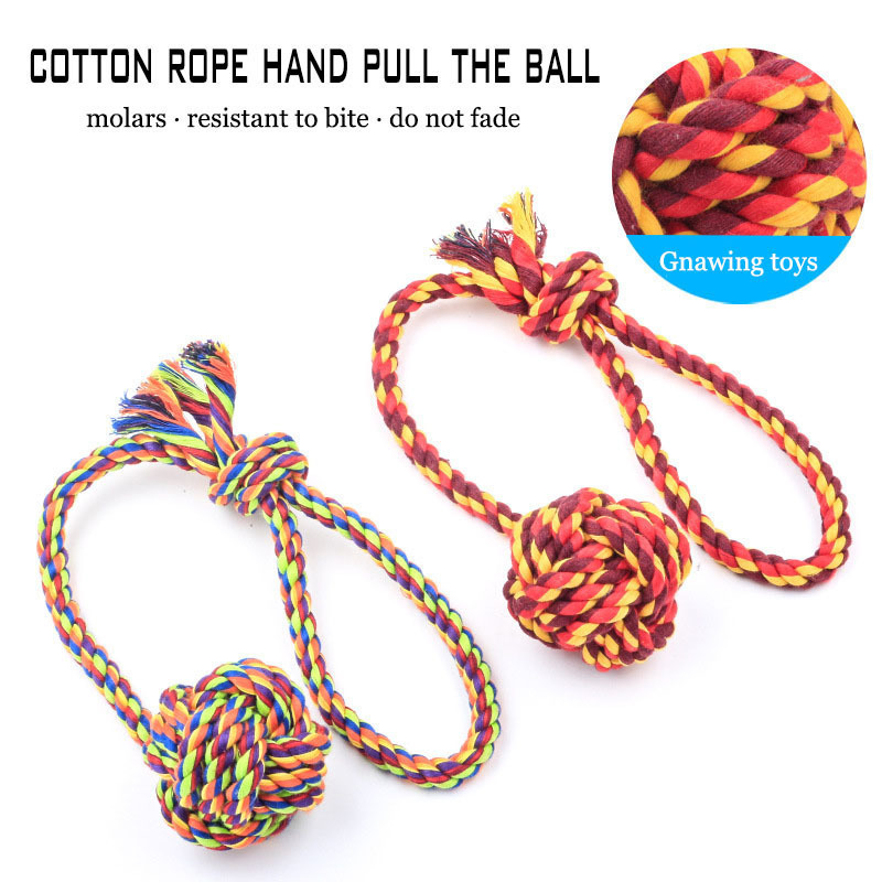 Interactive Dog Toys For Large Cotton Rope Length 31cm Hand Pull The Ball Chew Bite Resistant
