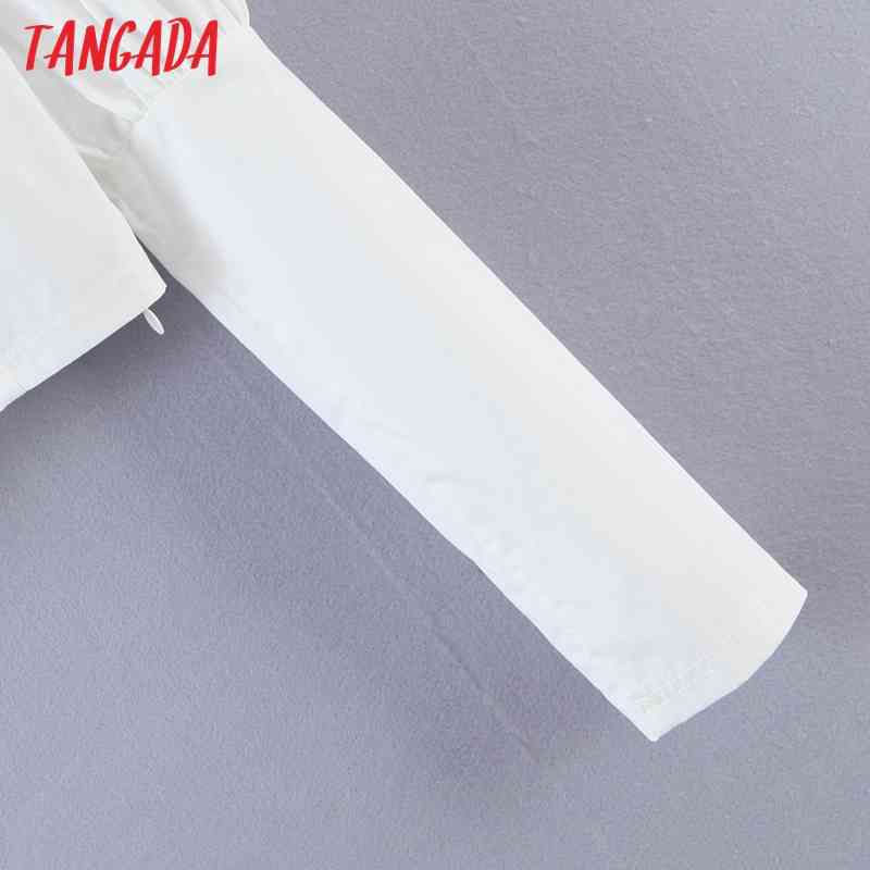 Women Retro White Crop Square Collar Backless Bow Chic Female Slim Shirt Tops SL540 210416