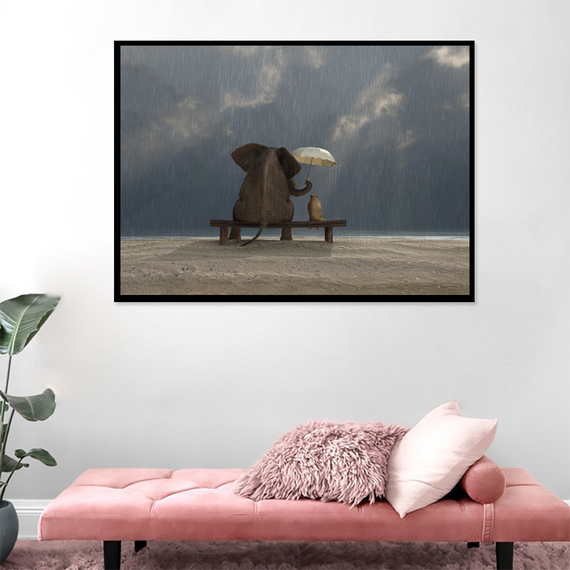 Funny Animal Poster Wall Art Canvas Painting Cute Elephant Picture HD Print For Kids Room And Bedroom Decoration No Frame