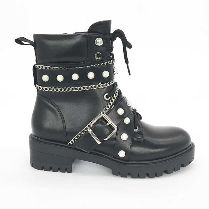 Women Ankle Boots Low Heels Matin Shoes Woman Short Booties PU Leather British Shoe Chaussures Femme Zapatos Mujer Sapato Y0914