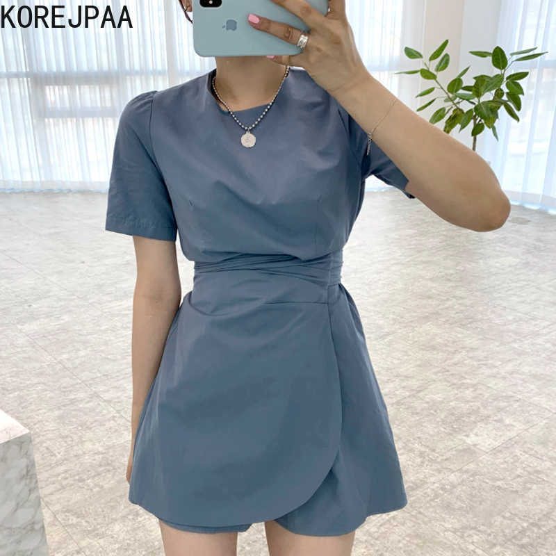 Korejpaa Women Dress Korea Chic Simple Fashion Temperament O-collar Tie Waist Thin Short Sleeves Solid Color Short Vestido 210526, Khaki
Korejpaa Women Dress Korea Chic Simple Fashion Temperament O-collar Tie Waist Thin Short Sleeves Solid Color Short Vestido 210526, Khaki