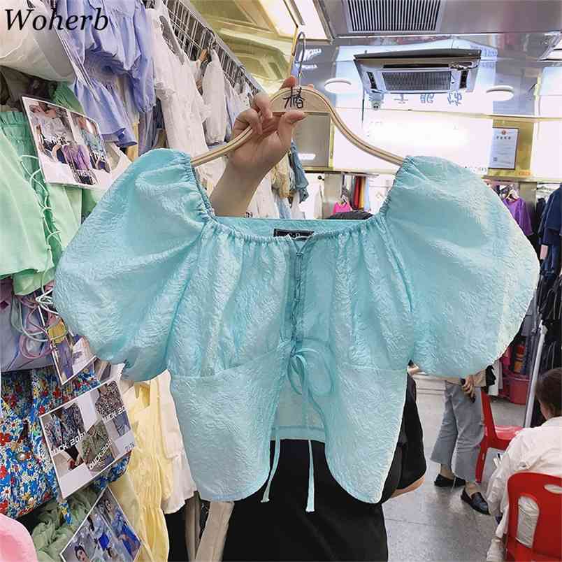 Summer Short Blouse Chic Square Collar Crop Top Bandage Blusas Elegant All Match Vintage Puff Sleeve Shirts Tops 210519, White
Summer Short Blouse Chic Square Collar Crop Top Bandage Blusas Elegant All Match Vintage Puff Sleeve Shirts Tops 210519, White