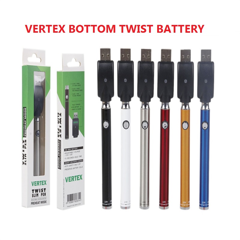 Vertex Bottom Twist 380mAh Battery Kit Preheat VV Adjustable Voltage Batteries 510 Thread Cartridge With Wireless USB Charger 6 Colors Optional
Vertex Bottom Twist 380mAh Battery Kit Preheat VV Adjustable Voltage Batteries 510 Thread Cartridge With Wireless USB Charger 6 Colors Optional