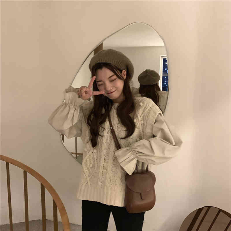 Sweater Vest Female Autumn Korean College Style Girl All Match Sleeveless Loose Student Knit Jumper Women Waistcoat 210519