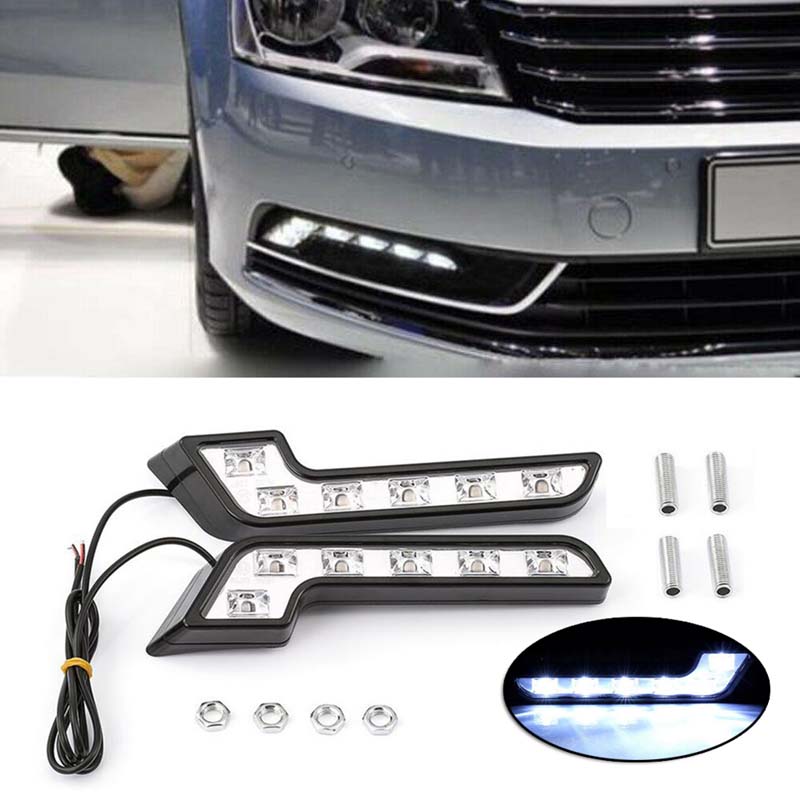 Vehicle Lights 12V L Shaped Driving Lamp Daytime Running Fog Light Durable Waterproof Car LED Lamps 1 Pair