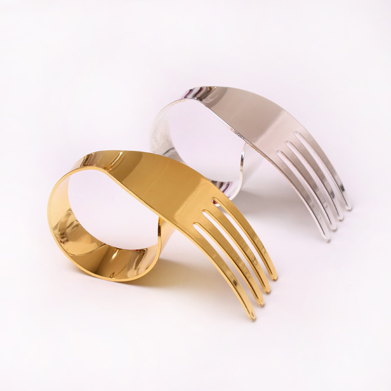 Special Metal Fork Napkin Ring Holder Gold Silver