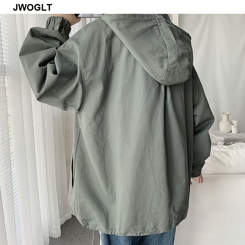 Autumn Fashion Mens Casual Jacket Loose Hooded Outerwear Windbreaker Cotton Zipper Black Khaki Army green Coats 4XL 5XL 210412