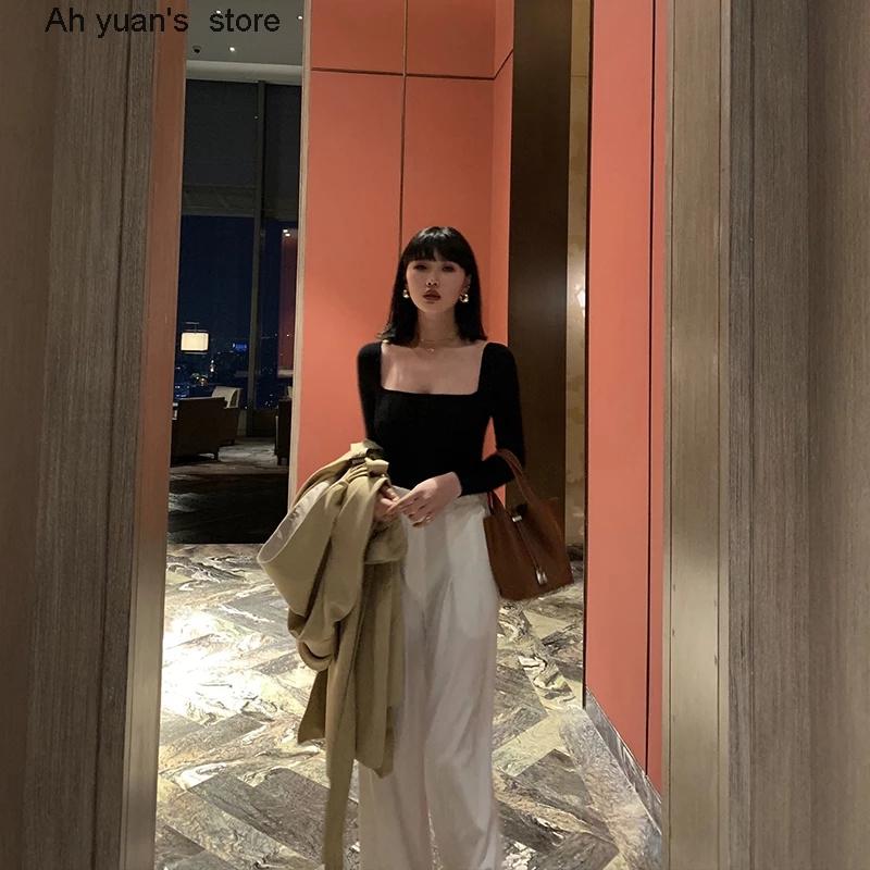 Women's Sweaters Ah Yuan Black Office Pullover, Elegant Long Sleeve Round Neck Cotton Mercerized T-shirt, Casual 2021, White;black
Women's Sweaters Ah Yuan Black Office Pullover, Elegant Long Sleeve Round Neck Cotton Mercerized T-shirt, Casual 2021, White;black