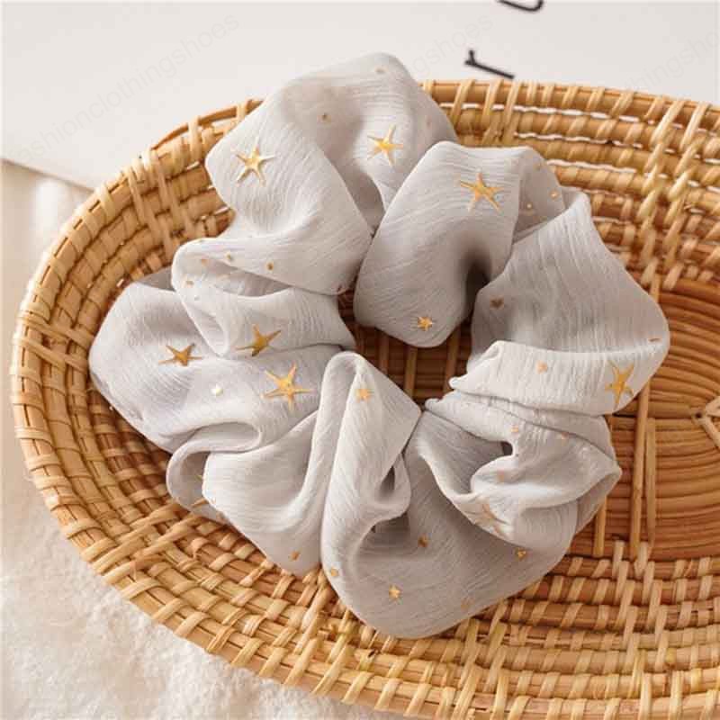 Shiny Star Chiffon Hair Scrunchies Women Elastic Rubber Hair Bands Girl Ponytail Holder Hair Accessories