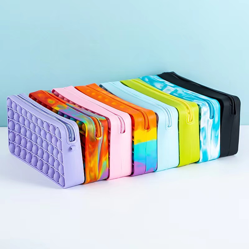 Student Stationery Rodent Control Pioneer Silicone Bag Children Kid Stationery Bag Puzzle Decompression Pop Bubble Music Pencil Case